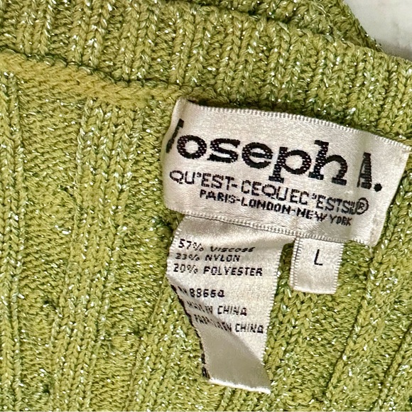 Joseph A Womens Sz L Shimmer Green Fitted Ribbed Scoop Neck Sweater Y2K Festive - Picture 8 of 8